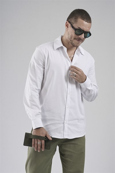 Regular Fit Kalıp Esnek %100 Pamuklu Erkek Düz Gömlek