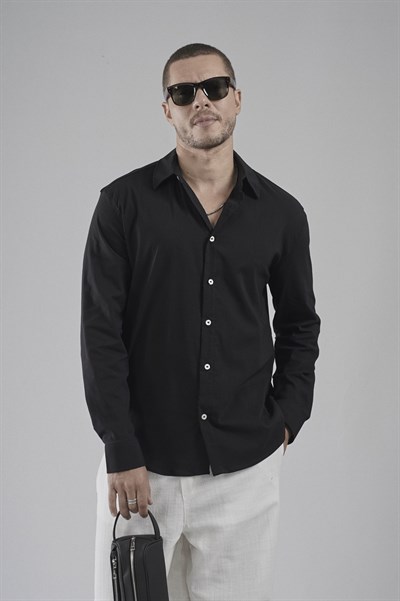 Regular Fit Kalıp Esnek %100 Pamuklu Erkek Düz Gömlek