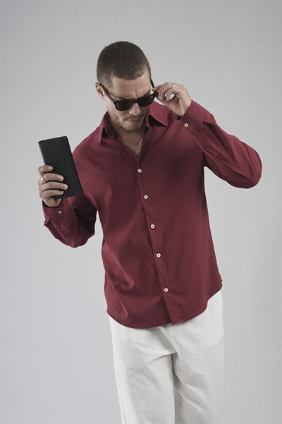 Regular Fit Kalıp Esnek %100 Pamuklu Erkek Düz Gömlek