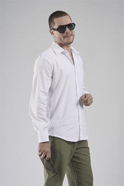 Regular Fit Kalıp Esnek %100 Pamuklu Erkek Düz Gömlek