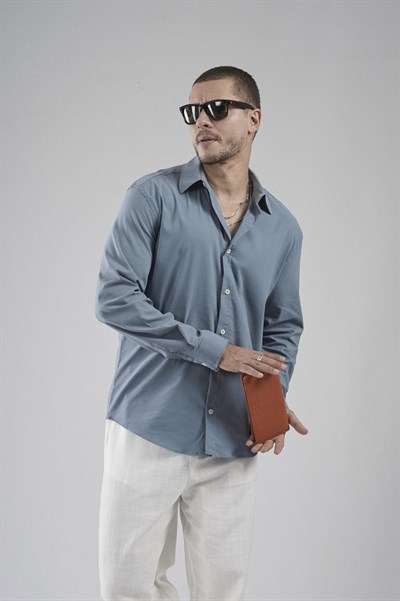 Regular Fit Kalıp Esnek %100 Pamuklu Erkek Düz Gömlek