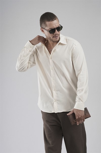 Regular Fit Kalıp Esnek %100 Pamuklu Erkek Düz Gömlek