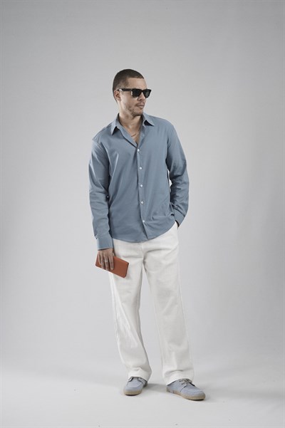 Regular Fit Kalıp Esnek %100 Pamuklu Erkek Düz Gömlek