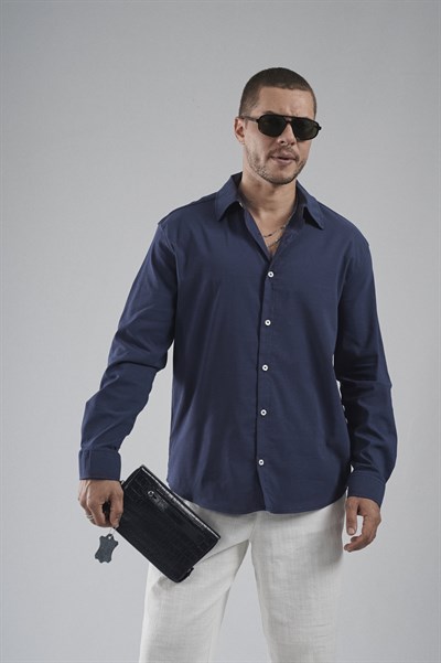 Regular Fit Kalıp Esnek %100 Pamuklu Erkek Düz Gömlek