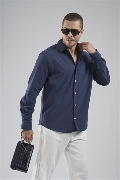 Regular Fit Kalıp Esnek %100 Pamuklu Erkek Düz Gömlek