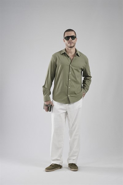 Regular Fit Kalıp Esnek %100 Pamuklu Erkek Düz Gömlek