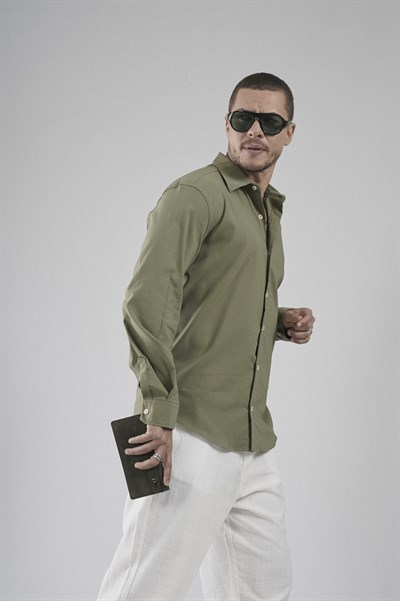 Regular Fit Kalıp Esnek %100 Pamuklu Erkek Düz Gömlek