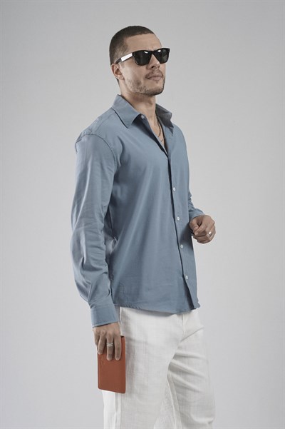 Regular Fit Kalıp Esnek %100 Pamuklu Erkek Düz Gömlek
