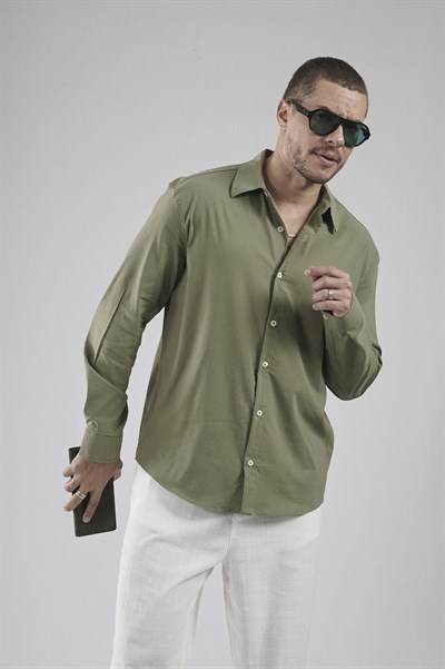 Regular Fit Kalıp Esnek %100 Pamuklu Erkek Düz Gömlek