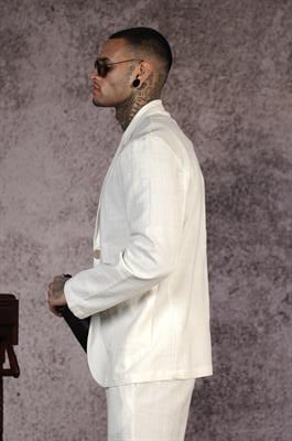 Regular Kalıp Blazer Keten Alt Üst Takım