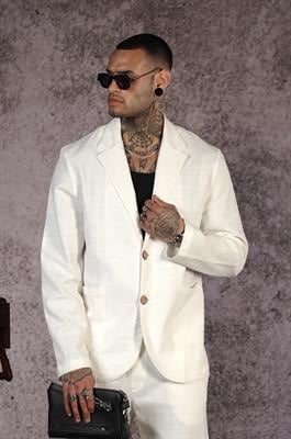 Regular Kalıp Blazer Keten Alt Üst Takım