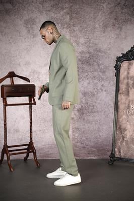 Regular Kalıp Blazer Keten Alt Üst Takım