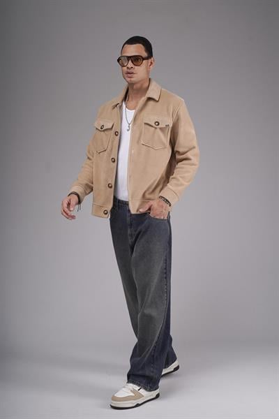 Regular Kalıp Cepli Düz Kaşe Erkek Gömlek