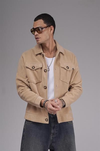 Regular Kalıp Cepli Düz Kaşe Erkek Gömlek