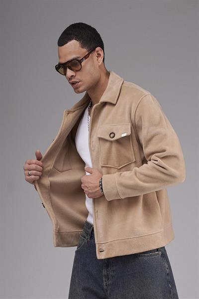 Regular Kalıp Cepli Düz Kaşe Erkek Gömlek