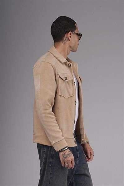 Regular Kalıp Cepli Düz Kaşe Erkek Gömlek