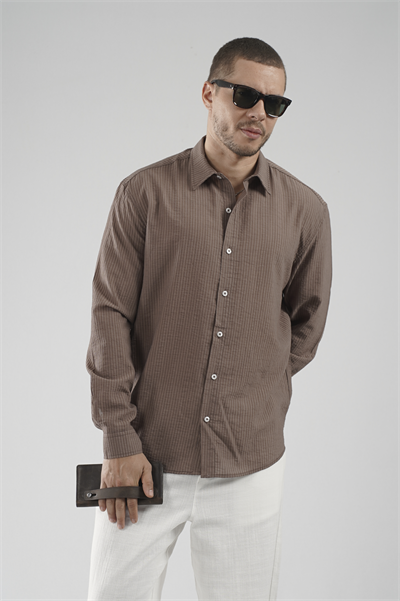 Regular Kalıp Çizgili Erkek Gömlek