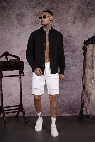 Regular Kalıp Düz Keten Erkek Gömlek