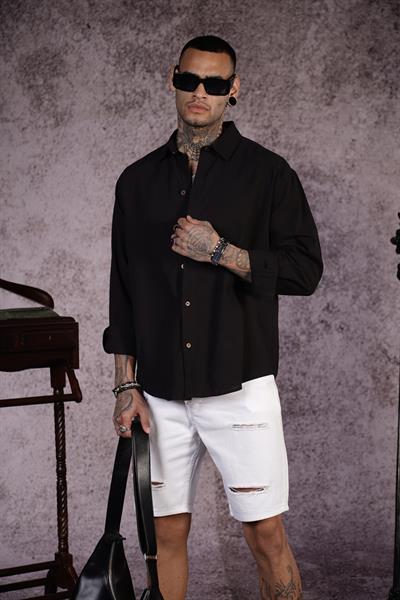 Regular Kalıp Düz Keten Erkek Gömlek