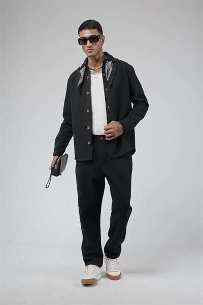 Regular Kalıp Jakarlı Erkek Pantolon Gömlek Takım