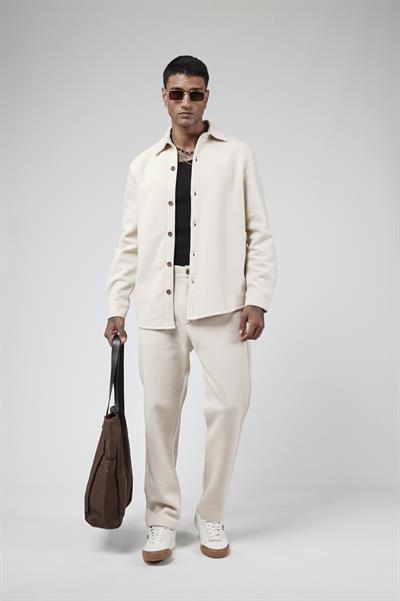 Regular Kalıp Jakarlı Erkek Pantolon Gömlek Takım