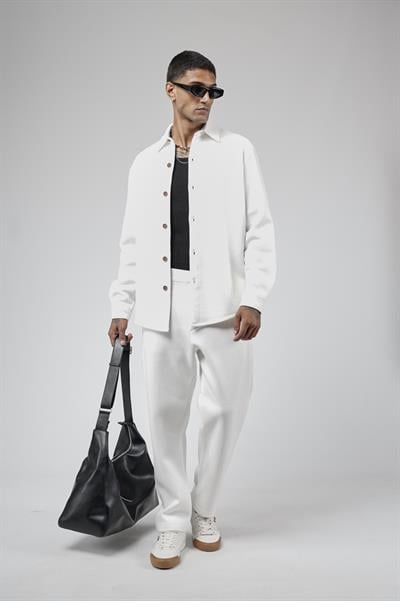 Regular Kalıp Jakarlı Erkek Pantolon Gömlek Takım