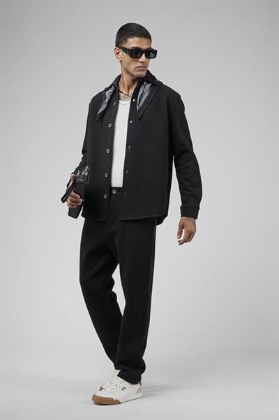 Regular Kalıp Jakarlı Erkek Pantolon Gömlek Takım