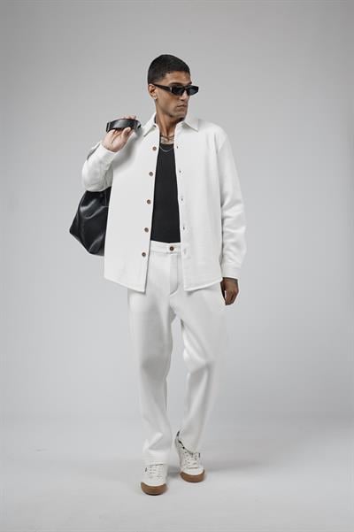 Regular Kalıp Jakarlı Erkek Pantolon Gömlek Takım