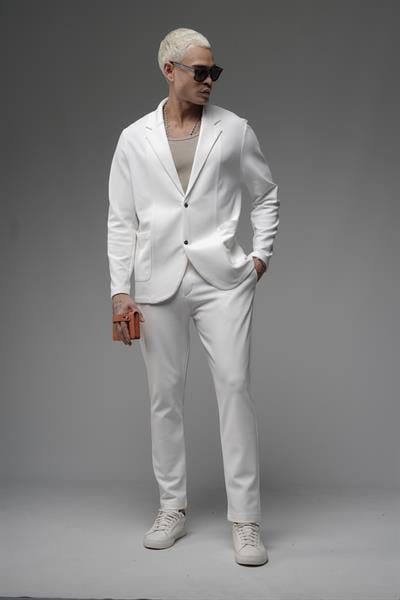 Regular Kalıp Likralı Erkek Blazer Alt Üst Takım