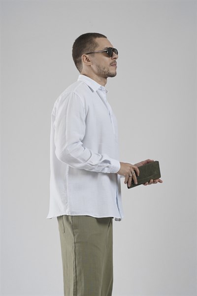 Regular Kalıp Müslin Kumaş %100 Pamuklu  Erkek Düz Renk Gömlek