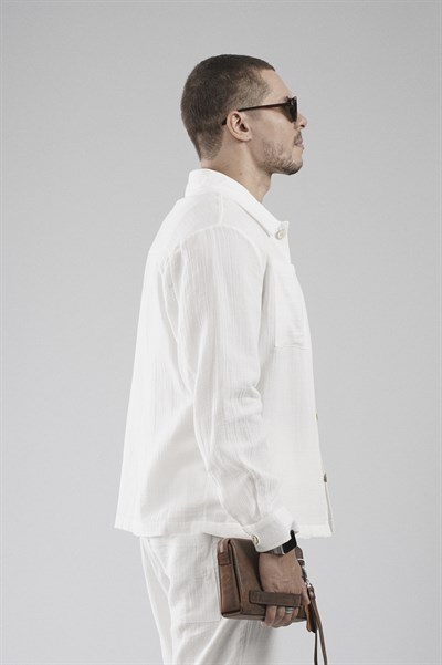 Regular Kalıp Müslin Kumaş Erkek Gömlek Pantolon Alt Üst Takım