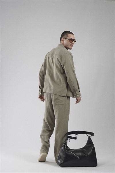 Regular Kalıp Müslin Kumaş Erkek Gömlek Pantolon Alt Üst Takım