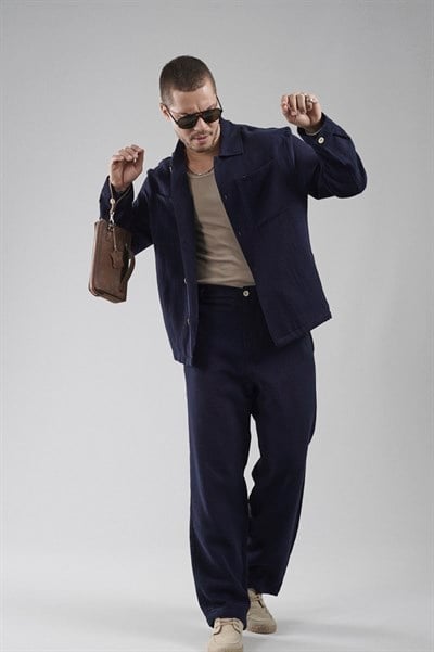 Regular Kalıp Müslin Kumaş Erkek Gömlek Pantolon Alt Üst Takım