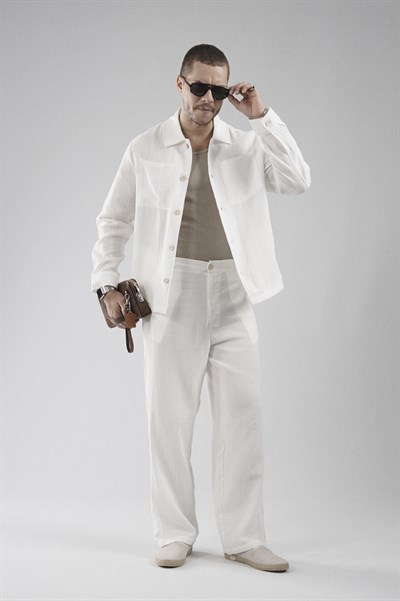 Regular Kalıp Müslin Kumaş Erkek Gömlek Pantolon Alt Üst Takım