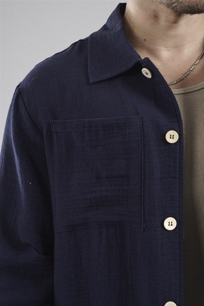 Regular Kalıp Müslin Kumaş Erkek Gömlek Pantolon Alt Üst Takım