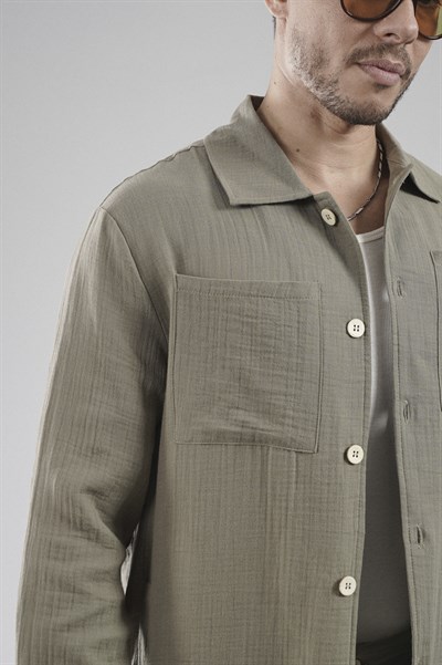 Regular Kalıp Müslin Kumaş Erkek Gömlek Pantolon Alt Üst Takım