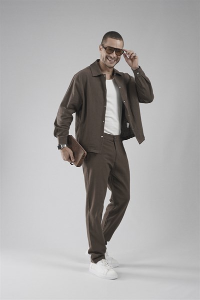 Regular Kalıp Pamuklu Keten Klasik Pantolon