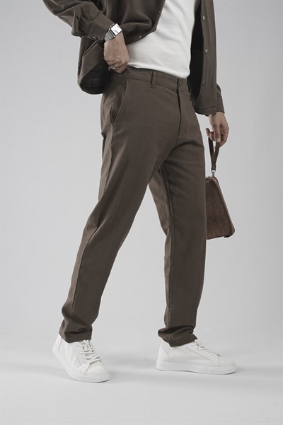 Regular Kalıp Pamuklu Keten Klasik Pantolon