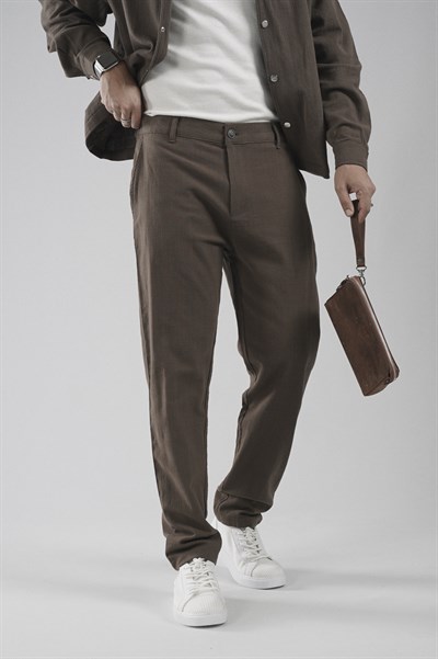 Regular Kalıp Pamuklu Keten Klasik Pantolon