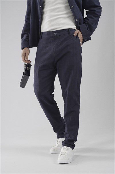 Regular Kalıp Pamuklu Keten Klasik Pantolon