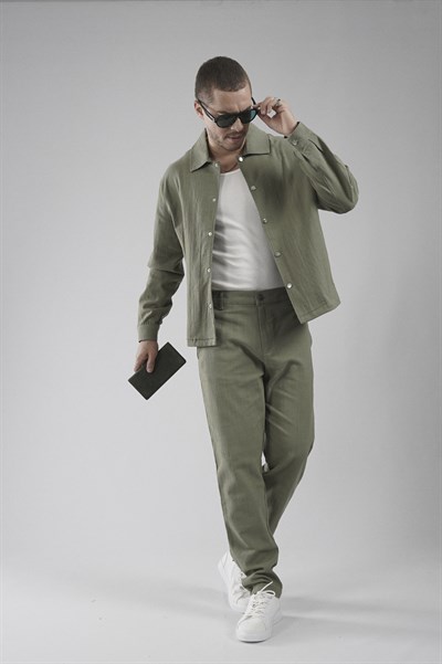 Regular Kalıp Pamuklu Keten Klasik Pantolon