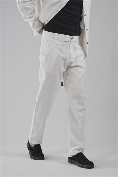 Regular Kalıp Pamuklu Keten Klasik Pantolon