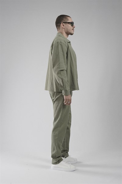 Regular Kalıp Pamuklu Keten Klasik Pantolon