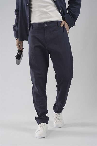 Regular Kalıp Pamuklu Keten Klasik Pantolon