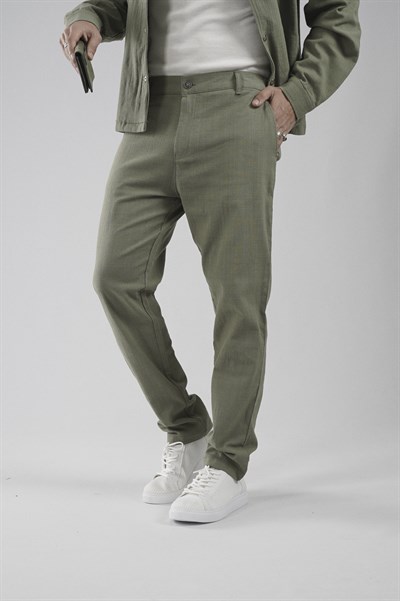 Regular Kalıp Pamuklu Keten Klasik Pantolon