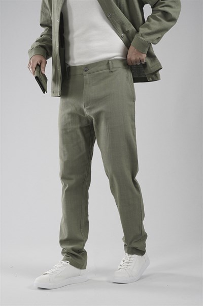 Regular Kalıp Pamuklu Keten Klasik Pantolon