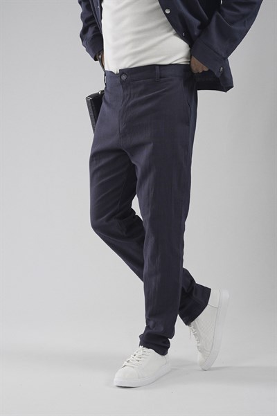 Regular Kalıp Pamuklu Keten Klasik Pantolon