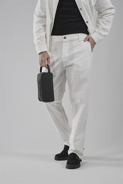 Regular Kalıp Pamuklu Keten Klasik Pantolon