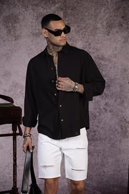 Regular Kalıp Sökük Erkek Kot Şort