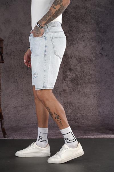 Regular Kalıp Sökük Erkek Kot Şort